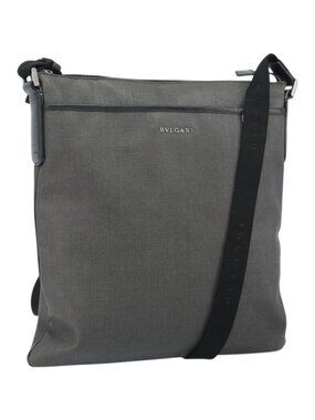 BVLGARI Shoulder Bag PVC Leather Gray Silver